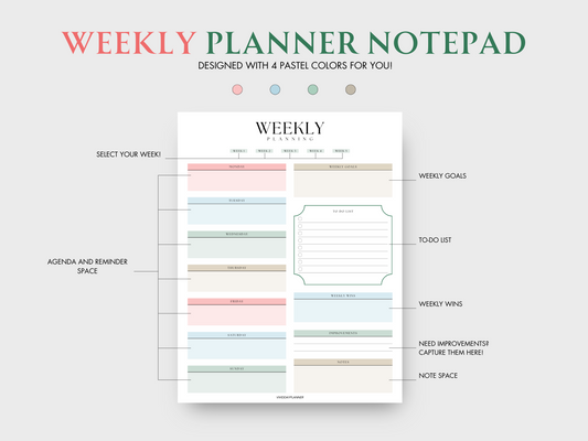 Vivid Day Planner - Weekly Planner Notepad | Portrait